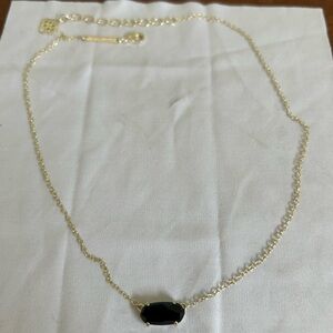 Kendra Scott silver 16” necklace with fasseted black stone